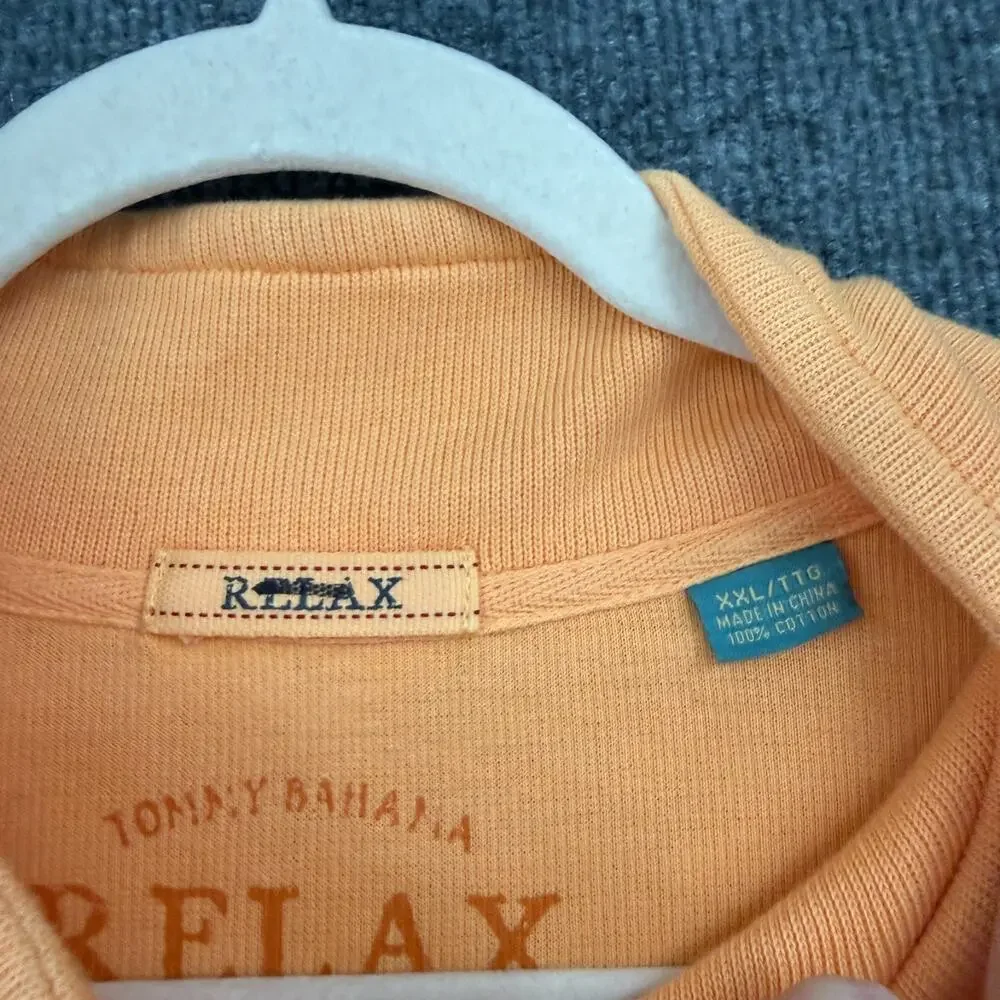 Tommy Bahama Relax Mens 1/4 Zip Pullover Size XXL Rib Knit Embroidered Cotton
